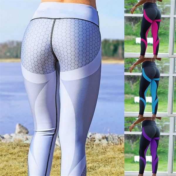 

women jogging clothing honeycomb printed running leggings 50% summer exercise capris fashion sport wear female beehive print fitness pants, Black;red