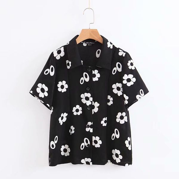 

danny 42-8923 european and american fashion flower joker shirt, White