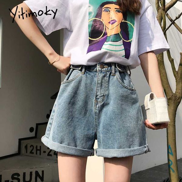 

high waist shorts for women jean denim short summer 2020 plus size casual solid fashion women korean wide leg street wear button, White;black