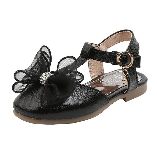 

flat shoes cnfsnj 2021 summer autumn bow princess single fashion retro square leather girls dress kids school sandal, Black;grey