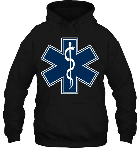 

men hoodie paramedic emt ems star of life women streetwear, Black
