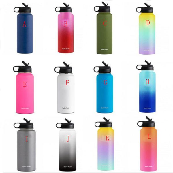 

26 colors 32oz 40oz stainless steel outdoor sports water bottle flask vacuum insulated cups with cap wide mouth travel mug custom logo