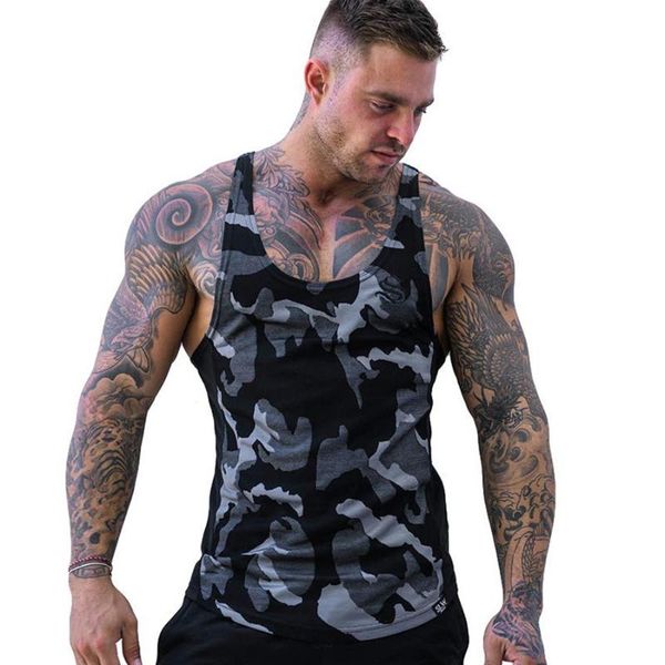 

men bodybuilding tank camouflage sleeveless shirt boy gyms fitness workout singlet sling vest summer crossfit brand clothing, White;black
