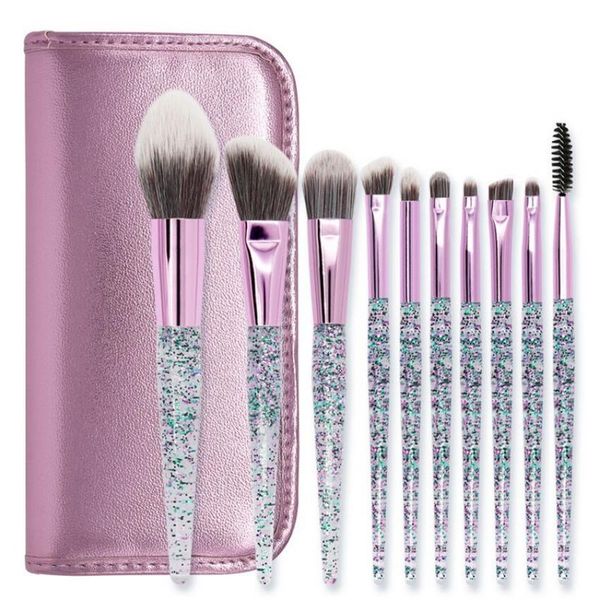 

professional makeup brush sets 10pcs acrylic handle sequined high-end foundation cosmetic eyebrow eye shadow brush