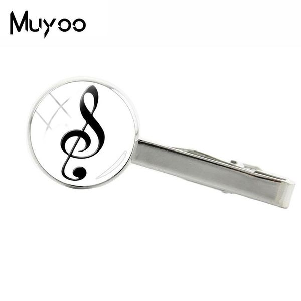 

2020 new treble clef tie clip silver hand craft clip clips glass dome jewelry