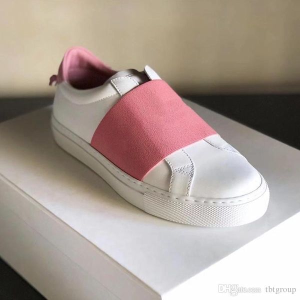 

designer womens urban street sneakers men white elastic bands trainers luxury genuine leather low slip on sneaker with box  colors, Black