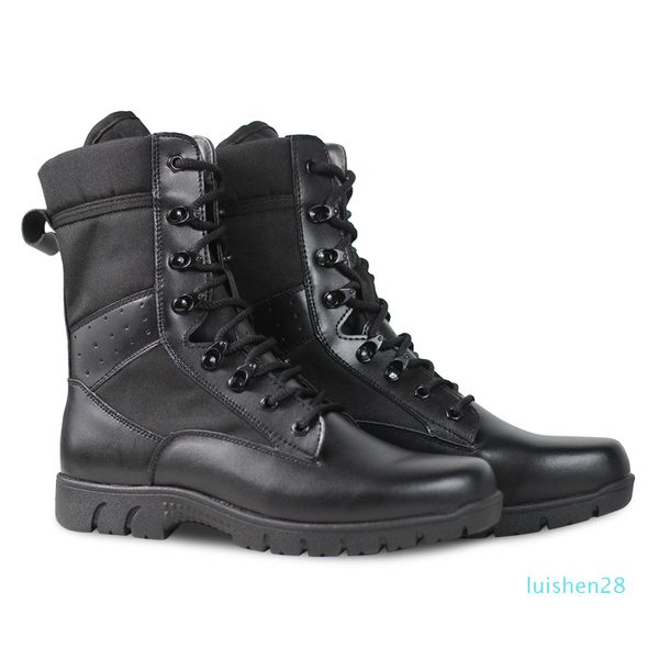 

pany men's military outdoor combat boots breathable desert motorcycle tactical boots imported leather and rubber sole l28, Black
