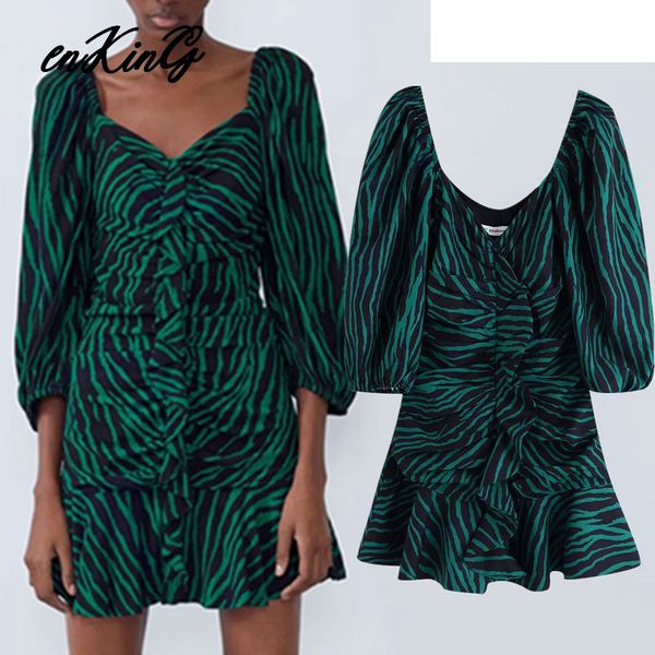 

2019 england high street vintage cascading zebra print puff sleeve dress women vestidos vestidos de fiesta de noche blazer, White;black