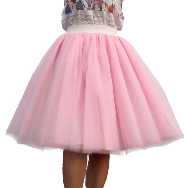 

custom made women tulle skirt 6 layer of white pink black ball gown high waist falda midi knee length plus size tutu skirts, Black;gray