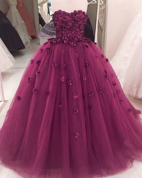 

2020 фиолетовый 3d цветы пром платья quinceanera pearls без бретелек тюль кружева бальные платья с открытой спиной сладкие 16 вечерние плать, Blue;red