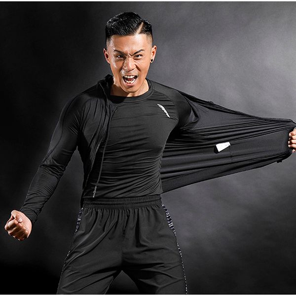 

men hoodies gym sport running training fitness compression elastic bodybuilding sweatshirt sportswear hooded jacket hoodies, Black;blue