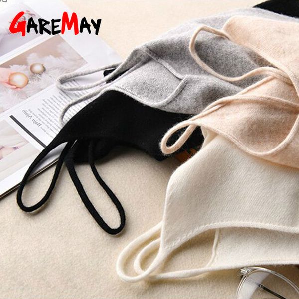 

garemay women knitting spaghetti strap halter v neck camisole women's basic casual sleeveless knited tank summer female, White