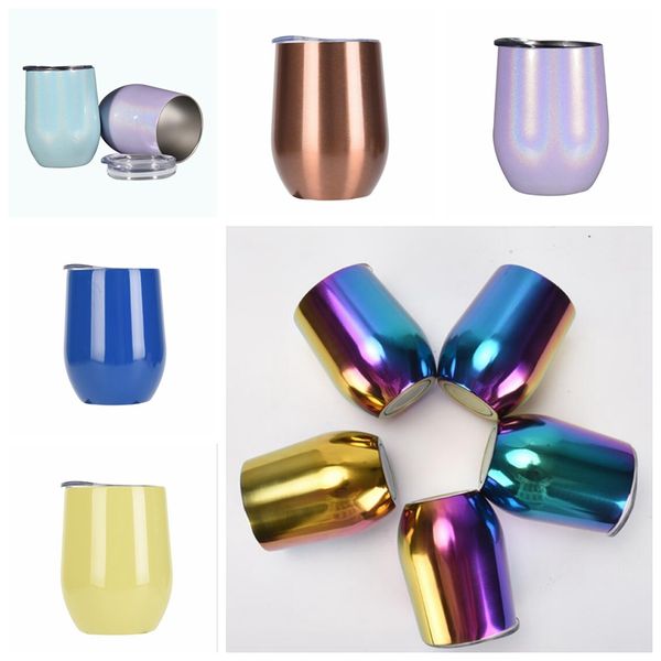 

stainless steel egg cups colourful stemless wine glasses with lid shatterproof vacuum egg shape egg mugs water bottle 12oz lxl587-4q