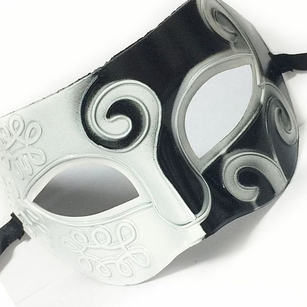 

masquerade jazz prince half face flat head hard plastic carved spray mask ball party mask jewelry festive decorationsblack