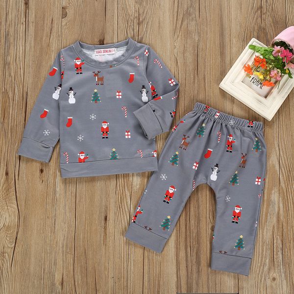 

baby gowns christmas newborn baby sleepers christmas deer santa pajamas sets boys nightwear girls pyjamas baby pijamas for 0-2t, Blue;red