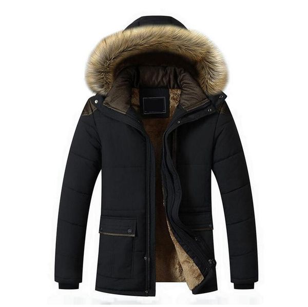Moda-Capuz jaqueta de inverno homens mais tamanho 5x moda lã quente homem homem outerwear casaco windproof masculino parkas