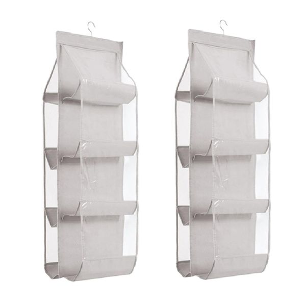

2 pieces 8-pocket purse organizer storage rack closet handbag hanging wardrobe bag