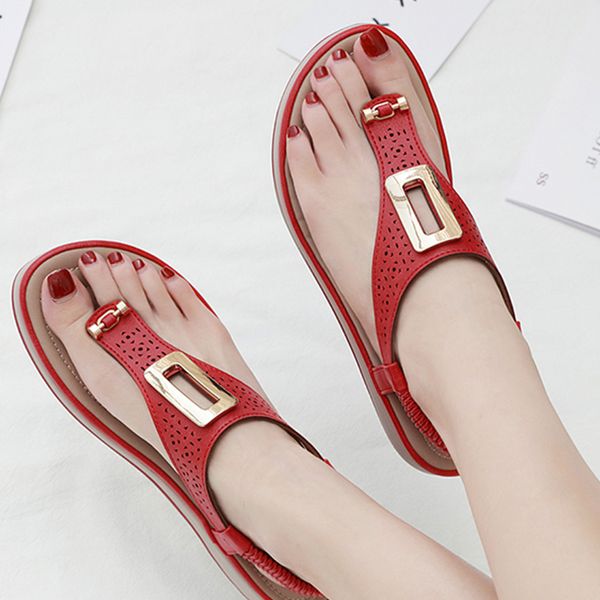 

rome sandals flip flops woman metal beach shoes footwear women's elastic band female fashion women fashion wedges plus size, Black