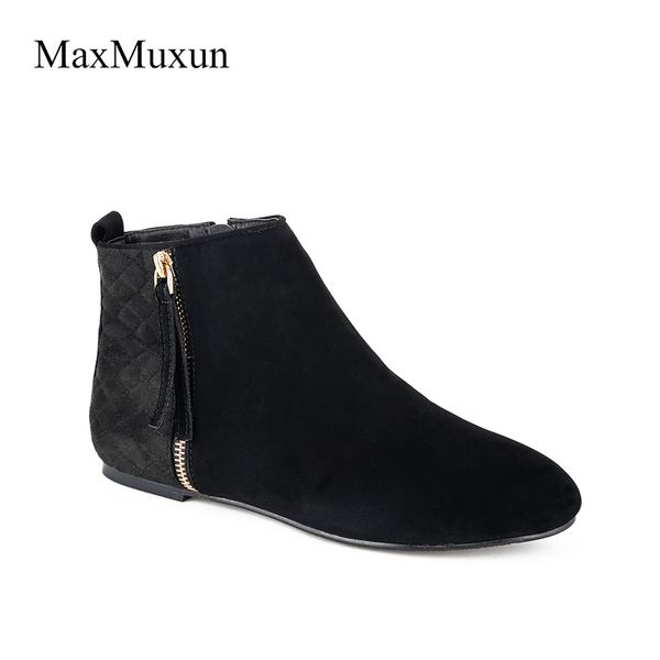 womens black flat dress boots