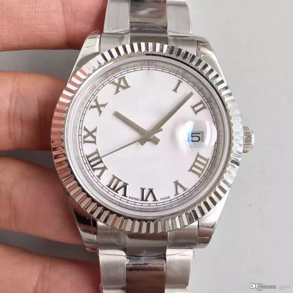 

топ автоматическое механическое движение часы просто стиль 41мм сапфировое стекло римский цифровой высокое качество нержавеющей стали рождес, Slivery;brown