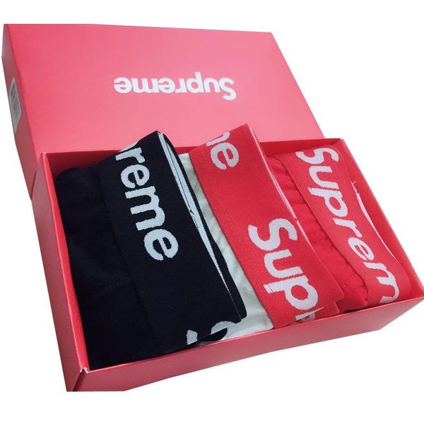 

waistband su letter popular logo underwear young people breathable cotton men boxer red gift box packed, Blue;gray