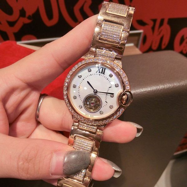 

movement 316l stainless women wristwatches watch women steel band 36mm crystal waterproof automatic kpvvr, Slivery;brown