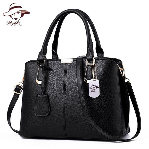 

2019 female pu leather shoulder bags big capacity pendant women messenger handbag handle crossbody tote