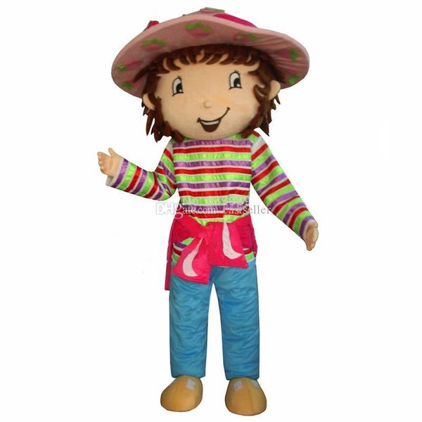 

spotsound strawberry shortcake girl mascot costume party dress ing, Red;yellow