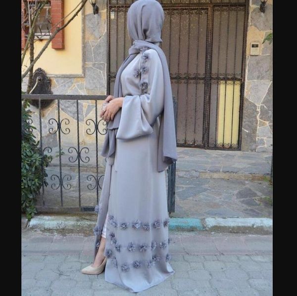 

elegant full length muslim abaya arab singapore cardigan appliques robes jilbab female dubai muslims dress islamic dress wj1248, Red