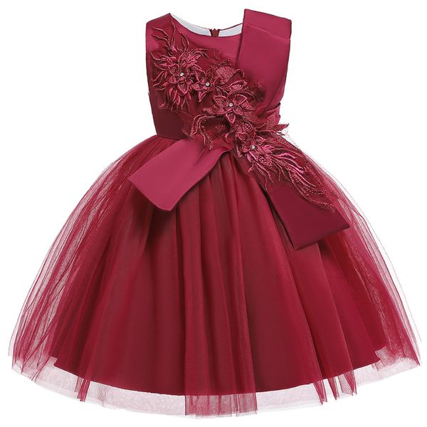 

ballgown red appliques kids birthday party dresses short tulle little girls dresses first communion in stock, Red;yellow