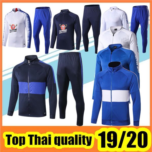 

2019/20 football jacket veste suit kits soccer tracksuit 2019 2020 football ful zipper jackets set, Black