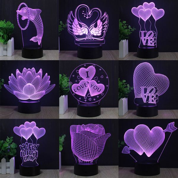 

romantic love 3d lamp heart-shaped balloon acrylic led night light decorative table lamp valentine's day sweetheart wife's gift