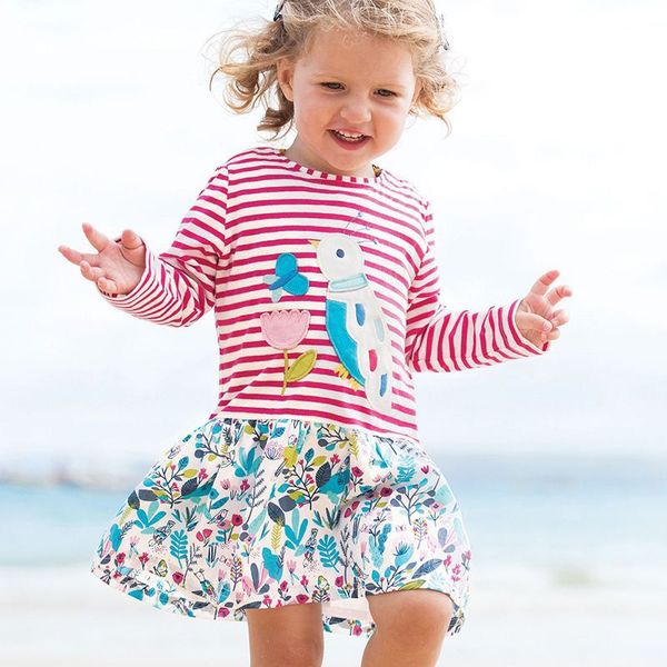 

платье осени новый стиль европа и америка childrenswear марка childrenswear чистый хлопок платье трикотажное с длинным рукавом, Red;yellow