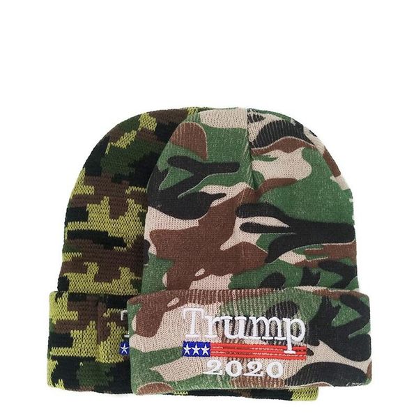 

trump 2020 camouflage president beanies wool knitted cap women men usa flag letter beanie knit hat winter embroidery cap ljja3696-3, Yellow