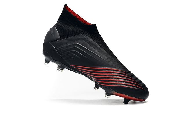 

2020 high pre dator 19+ fg knitted black red leather outdoor shoes men women shoes size 35-45