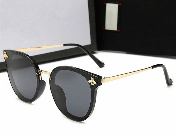 

2018 new brand gla e little bee gla e new round frame ungla e european and american internet celebritie retro ungla e