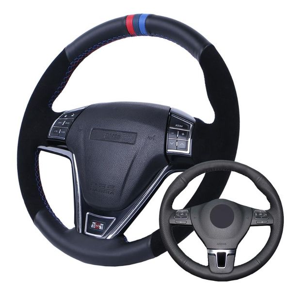 

car steering wheel cover suede leather for gol b7 cc touran/custom steering wrap