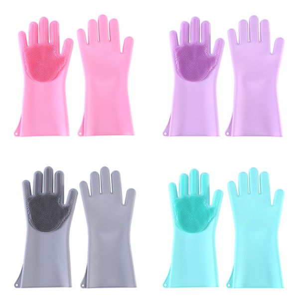

magic silicone dishwashing gloves dish washing sponge rubber scrubber reusable cleaning brush for kitchen, car wash, and pet care jk2003