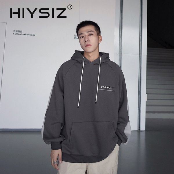

hiysiz brand 2019 autumn winter new men's hoodies men's print harajuku hoodies sweatshirt casual sweatshirt, Black