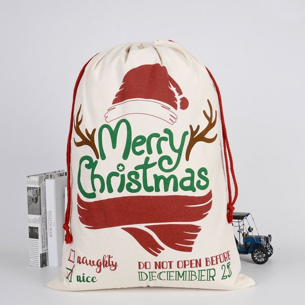 

10#2020 new large canvas merry christmas santa sacks xmas stocking reindeer gift storage bag christmas decorations for home