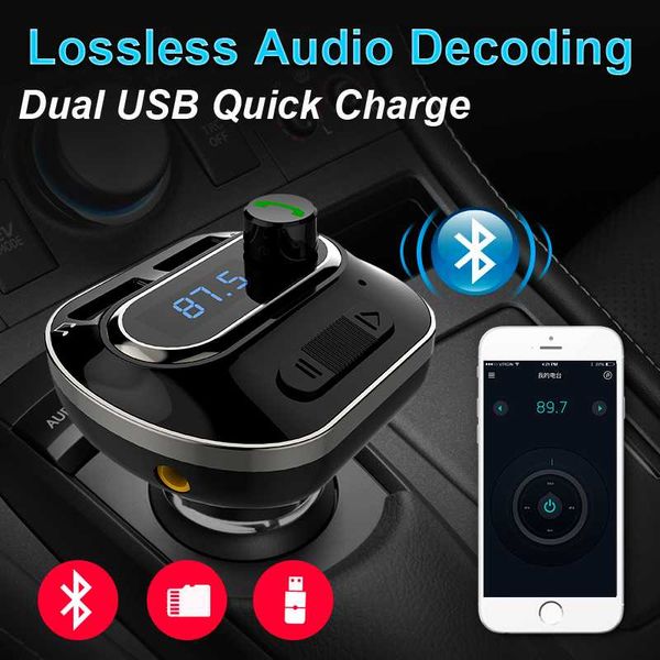 

bluetooth car kit yt19 fm transmitter aux modulator handssupport tf card u disk play voltage detection dual usb car charger