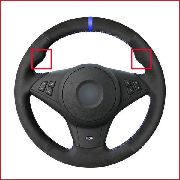 

diy black suede car steering wheel cover for e60 e63 e64 cabrio m6 2005 2006 2007 2008 2009 2010 accessories parts