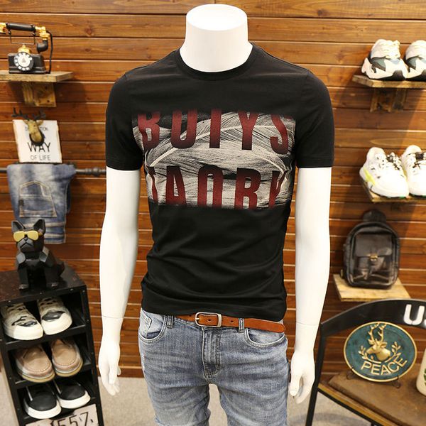 

2020 fashion men's t-shirts casual mens breathable slim shirts new style men letter print crew neck t shirt asian size m-5xl