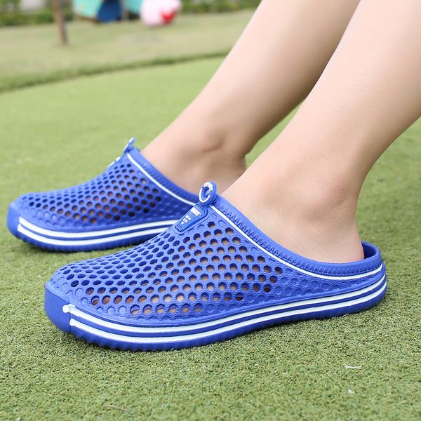 

comfortable men pool sandals summer outdoor beach shoes men slip on garden clogs casual water shower slippers aqua shoes, Black