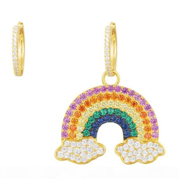 

european and american foreign trade fashion silver jewelry rainbow earrings asymmetrical fashion personality earrings women's preferred, Golden;silver