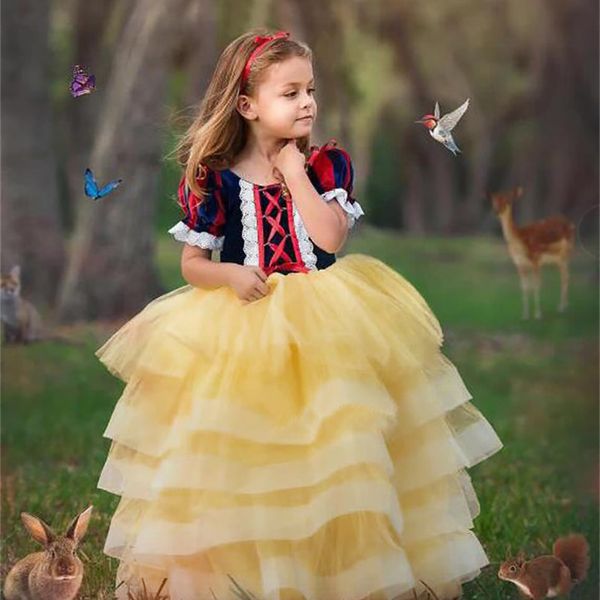 

toddler baby kid girls christmas dress 9 years girl dress ruffles ruched cake party cosplay princess moda ragazze 2019#y2, Red;yellow