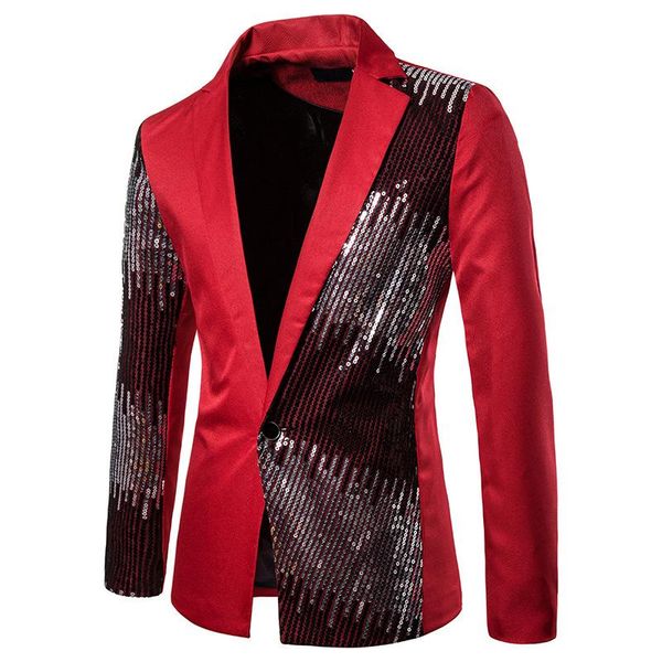 

2019 мужчины блестящая sequin blazer куртки пальто вскользь свадеб мужские блейзеры осень повседневная slim fit с длинными рукавами костюм к, White;black