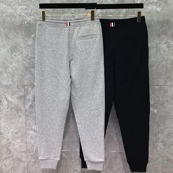 

2020 fashion tb brand sweatpants men panelled casual sport trousers 100% cotton tracksuit bottoms jogger track pants, Black