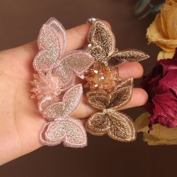 

new design fashion jewelry exaggerated lace embroidery butterfly crystal stretch bracelet elegant female wedding prom bracelet, Black