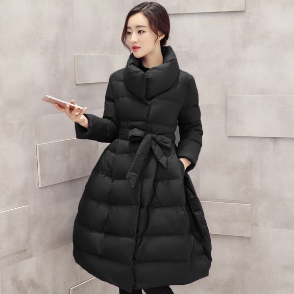 

maternity clothes cotton padded jacket women thick solid plus size ukraine loose belt warm coat winter warm outerwear w170, Black